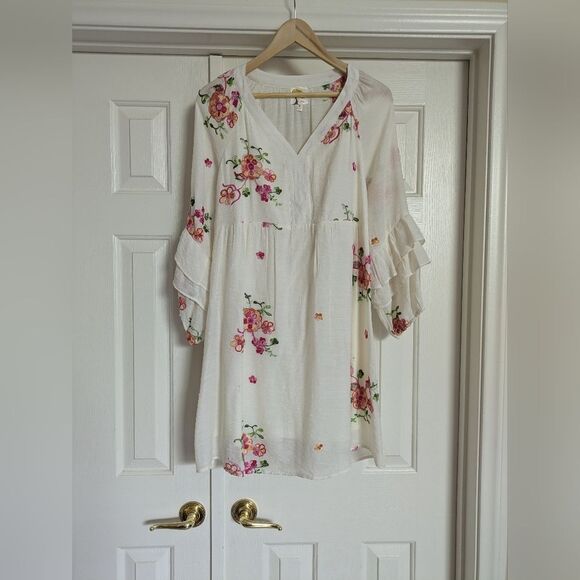 fig and flower Dresses & Skirts - Anthropology Fig And Flower Cottage Boho Embroidered Dress